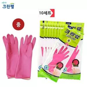 [OF4O958S]크린랩 ES 고무장갑 중 10세트 천무라텍스