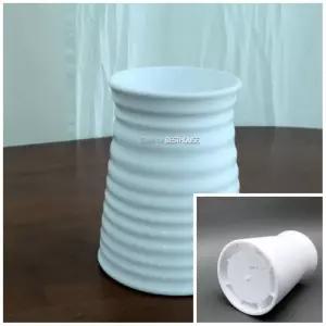 미니 플라스틱 화병 화분 가로줄무늬 9x14cm 원형화병 원통화병 거실화병 모던화병