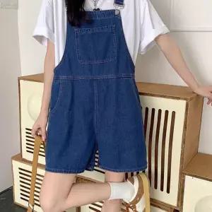 청 점프수트 데님 진청 점프슈트 멜빵 반바지 귀여운코디 캐주얼 데이트룩 WSBEE99