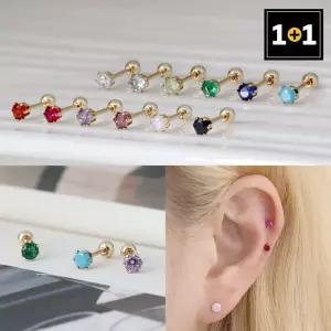 고품질 14K 골드필드 컬러 큐빅 3mm 피어싱 (한쪽판매) 1+1
