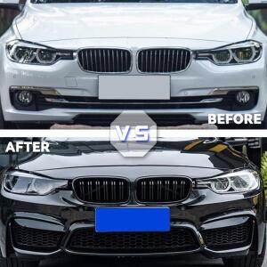ABS 자동차  전면 키드니 그릴 듀얼 슬랫 BMW F30 F31 F35 2012-2018 320i 용 액세서리