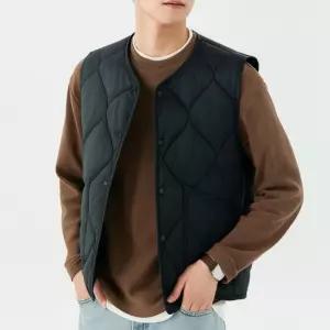 남성 겨울 라운드넥 웨이브 누빔 패딩 경량 조끼 베스트