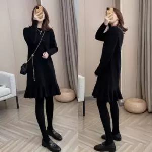 미니멀 밑단프릴 니트원피스_블랙,크림,레드 옷자락 미니멀 포인트