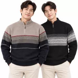 [아재나라]버팔로 남성 겨울 기모 반집업 니트 골프웨어 2가지 디자인 7컬러 BFTD3001