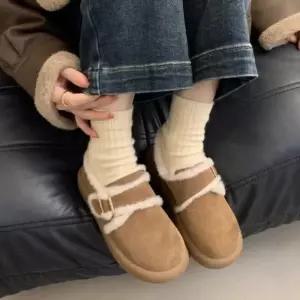 [라일리] Rly 여자 겨울 털 안감 모카 신 버클 로퍼 방한 슈