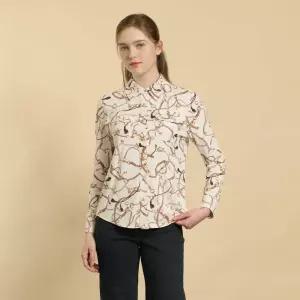 BCBG 벨트체인 프린트 블라우스 B6S2B425