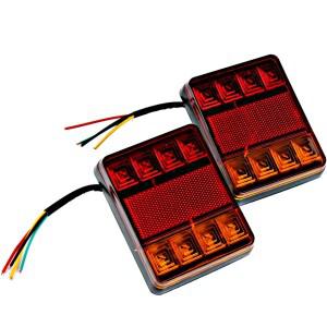 후방 램프 방수 경고등, 트레일러 트럭 보트용 부품, 8 LED 자동차 후미등, DC 12V, 세트당 2 개