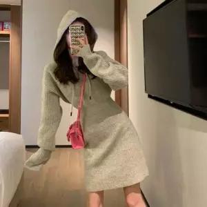 [하프클럽/]데일리 후드 미니 니트원피스 포인트 아이템  패션