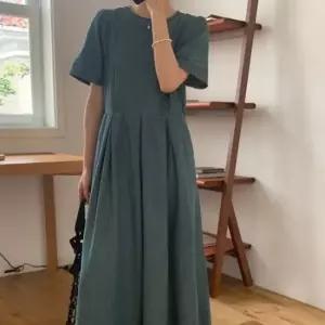 포인트 데일리 여성 데일리 퍼프소매 포켓 데님 반팔 롱 다잇템26922061588872