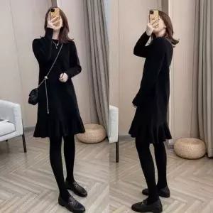 포인트 데일리 밑단프릴 니트원피스_블랙 크림 레드 다잇템_26972599_588872