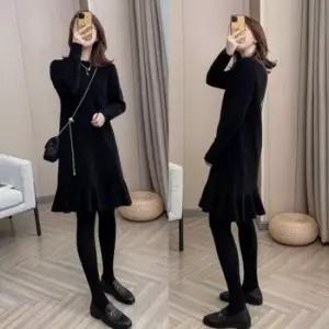 포인트 데일리 밑단프릴 니트원피스블랙 크림 레드 다잇템26972599588872
