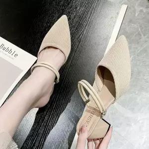 골지 미들힐 뾰족코 샌들 마덴 구두 정장 하이힐 힐힐