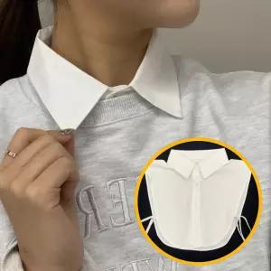 쉬폰 페이크셔츠 클래식 목카라 화이트