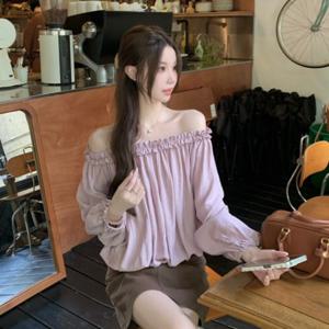HL] 블라우스 오프숄더 프릴 밑단밴딩 여성셔츠 겨울