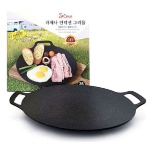 DZ 국산 라체나 그리들 36cm 인덕션가능 캠핑 차박 후라이팬 바베큐 그리들