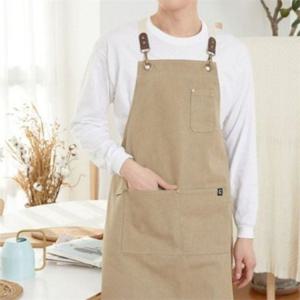 캔버스 앞치마 워크 웨어 앞치마 두꺼운 작업용 바리스타 포켓 다용도 남성 여성 핸드메이드 에이프런
