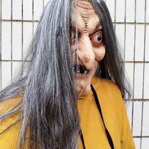 마녀 분장 가면 파티 코스튬 가면 무서운 라텍스 할로윈 파티용 고무 소품 머리카락 특이한 무도회 성인용