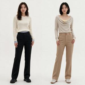 하이웨스트 슬랙스 팬츠 투버튼 면접 오피스룩 직장인 출근룩 정장 바지 하의