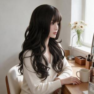 여성 긴머리 통가발 레이어드 웨이브 헤어스타일 데일리 뷰티 아이템