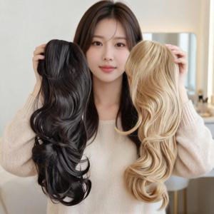 여성 긴머리 가발 내추럴 롱 웨이브 헤어 피스 코스프레 파티 촬영 변신용