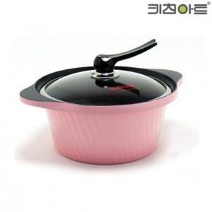키친아트 세라믹냄비Y 28cm 양수 통주물냄비 분홍 예쁜냄비 인테리어 주방소품 찌개