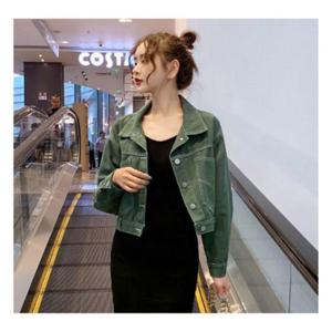 여성데님자켓 1P 여자 오버핏 짧은 크롭 청자켓 흰색