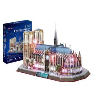 [마스코트] 노트르담 대성당 DIY 3D 입체 조립모형 [ LED조명 ] 키덜트 취미 만들기 3D 퍼즐 뜯어 만들기