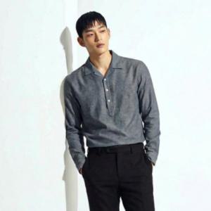남성 직장인 데일리 클래식 오픈카라 헨리넥 긴팔 셔츠