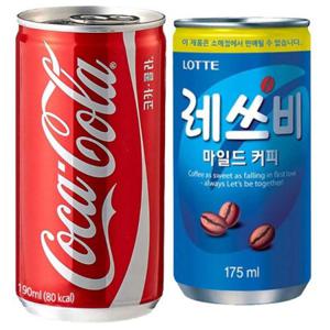 코카콜라 190ml+레쓰비 마일드 175ML (60캔구성) 간식창고