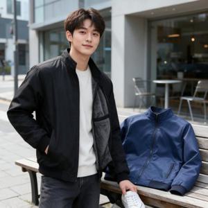 남자 항공점퍼 겨울 기모 보아털 자켓 정장 상의 외투 방한 아우터 블루