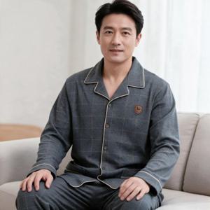 남성 긴팔 파자마 중년 잠옷 상하의 홈웨어 가을 겨울 실내복 휴식 잠자리