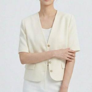 노카라 단정핏 여성 오피스 브이넥 여름 재킷 자켓 반팔