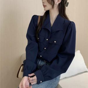 브이넥 카라 진주 버튼 숙 LLT202 블라우스 S 비치 블라우스 원피스 여성 퍼프소매 풍기 XL 남방 오픈숄더