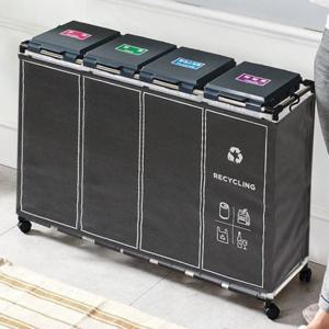 재활용 분리수거함 4단 커버세트/분리수거대 쓰레기통 휴지통 가정용분리수거함