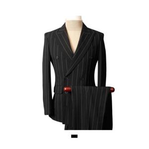 남자 블랙 스트라이프 더블 수트 셋업 정장세트 (반품불가)