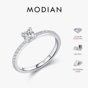 MODIAN D 컬러 Moissanite 반지 섬세한 광장 925 스털링 실버 랩 다이아몬드 반지 여성을위한 결혼식 성명 쥬얼리
