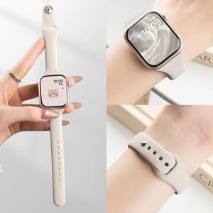 애플 워치 밴드용 슬림 실리콘 스트랩 11 46/42mm 38mm 40mm 41mm 44mm 45 우아한 팔찌 iwatch 시리즈 울트라 3 2 7 6 Se 9 10