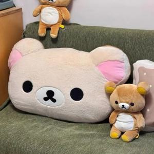 릴라쿠마 곰 플러시 베개 양면 대형 소프트 침대 옆 쿠션 낮잠 베개 기숙사 인형 여자친구를 위한 선물
