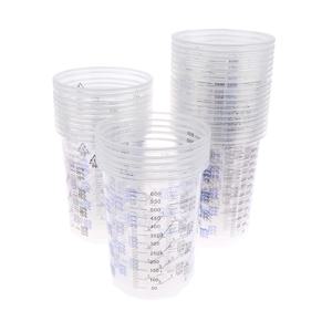 일회용 페인트 혼합 보정 컵, 투명 눈금 플라스틱 액체 측정 컵, 600ml, 10 개, 50 개