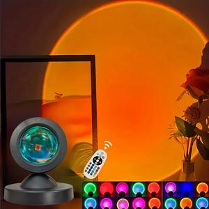 USB 리모컨, 동적 색상 변화 LED 조명 - 따뜻한 홈을 연출합니다, 1개의 생동감 넘치는 일몰 프로젝션 조명 - 16색 스펙트럼