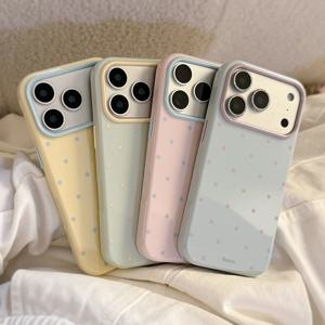 INS 한국식 물방울 무늬 도파민 소프트 TPU 폰 케이스 (아이폰 18, 17, 16, 15, 14, 13, 12 Pro Max, 16E, 17E, 18 Pro 실리콘 크림 커버)