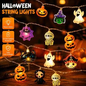 1개 할로윈 LED 스트링 라이트 10/20 LED 유령 호박 거미 미라 해골 요정 조명 휴일 파티 및 홈 데코에 적합