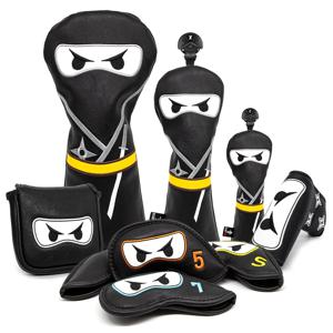 골프 클럽 헤드커버 세트 알리엔나나 블랙 닌자 드라이버 헤드커버 페어웨이 골프 헤드커버 하이브리드 블레이드 퍼터 말렛 퍼터 커버