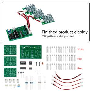DIY 전자 부품 키트 - CD4017+NE555 3색 LED 흐름 조명 생산 - 빨간색 흰색 파란색 흐름 조명 학습 모듈