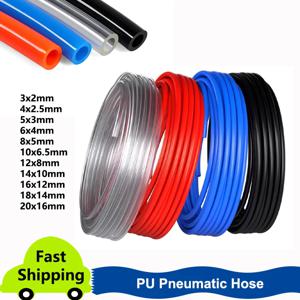 OD 3mm 4mm 6mm 8mm 10mm 12mm 14mm 16mm 공기 호스 공압 튜브 파이프 Pu 호스 압축기 용 검정색 파란색 주황색 투명 튜브