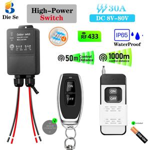 DC 12V 24V 30A RF 고전력 방수 스위치 433MHz 무선 원격 제어 스위치 워터 펌프 LED 팬에 대 한 1000M 전송