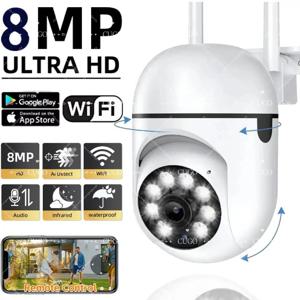 8MP 무선 보안 감시 카메라 Wifi IP 야외 4X 줌 카메라 스마트 홈 CCTV AI 인간 추적 양방향 오디오 HD 캠