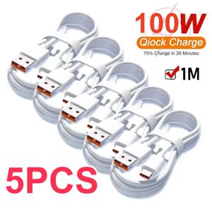 1/5PCS 6A 100W 타입 C 초고속 충전 케이블 데이터 코드 삼성 화웨이 샤오미 레드미 퀵차징 USB C 케이블