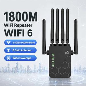 1200M 5G WiFi 6 신호 증폭기(6안테나) 스마트 라우터용 확장기, 벽면 관통, 광역 커버리지, 사무실/카페용