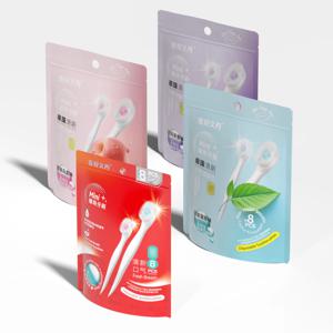 8개입 미니 버스트 비드 칫솔 가방, 물 없이 휴대 가능한 칫솔, 물세척 필요 없는 디자인, 여행 및 야외 즉각 구강 세정용